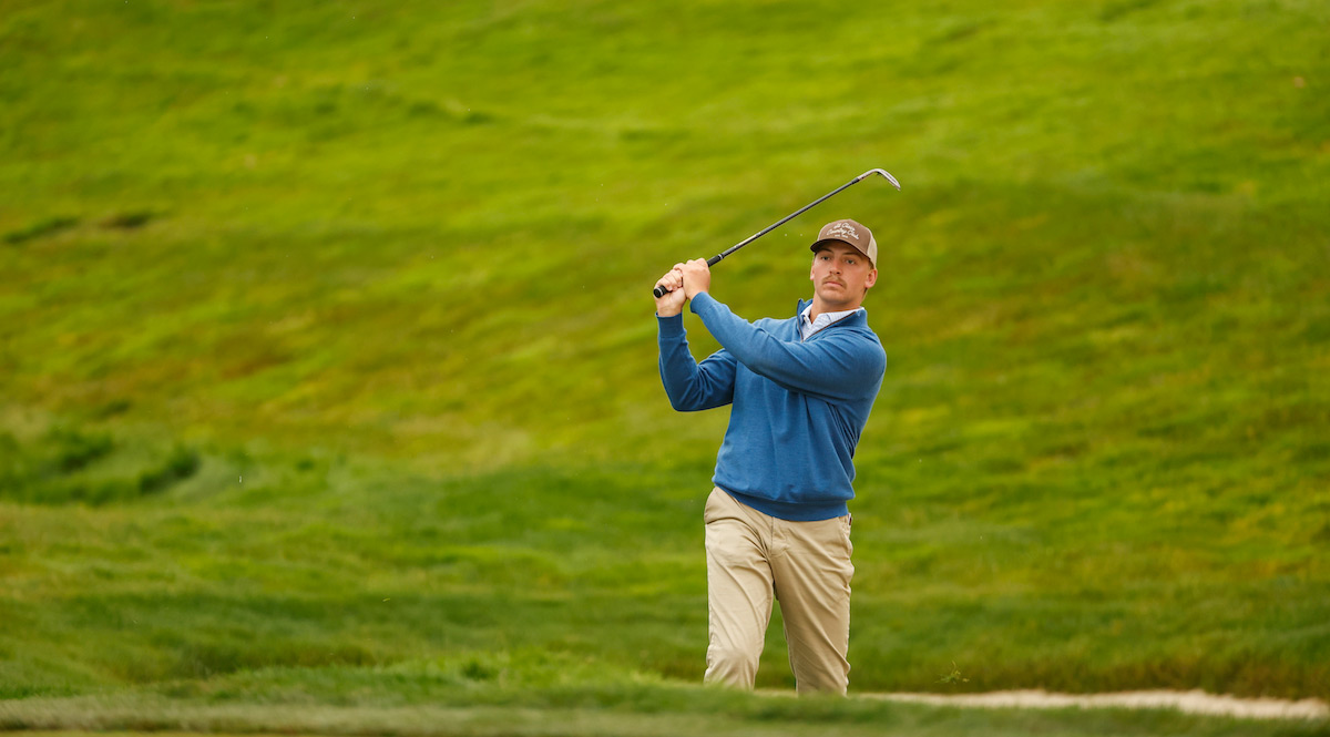 Nathan Piatt plays his second shot on the third hole during the first round of stroke play of the 2025 U.S. Amateur at The Olympic Club (Lake Course) in San Francisco, Calif. on Monday, Aug. 11, 2025. Photo courtesy of Chris Keane/USGA.