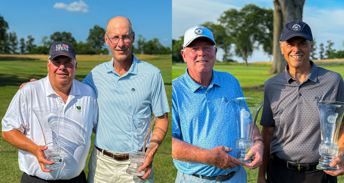 WPGA Senior Four-Ball Champions Arnie Cutrell & Frank Fairman (left) and Super-Senior Four-Ball Champions Don Erickson, III & Joe Corsi (right)