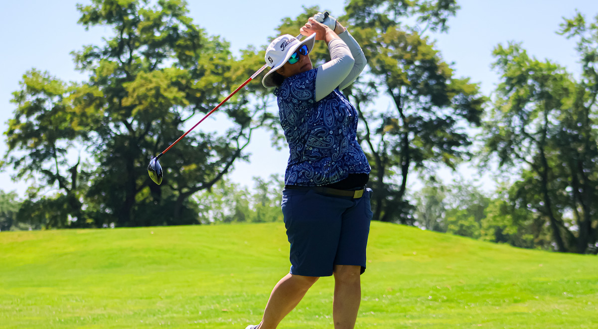 Stefani Markovich competing at Edgewood Country Club in qualifying for the U.S. Senior Women's Amateur