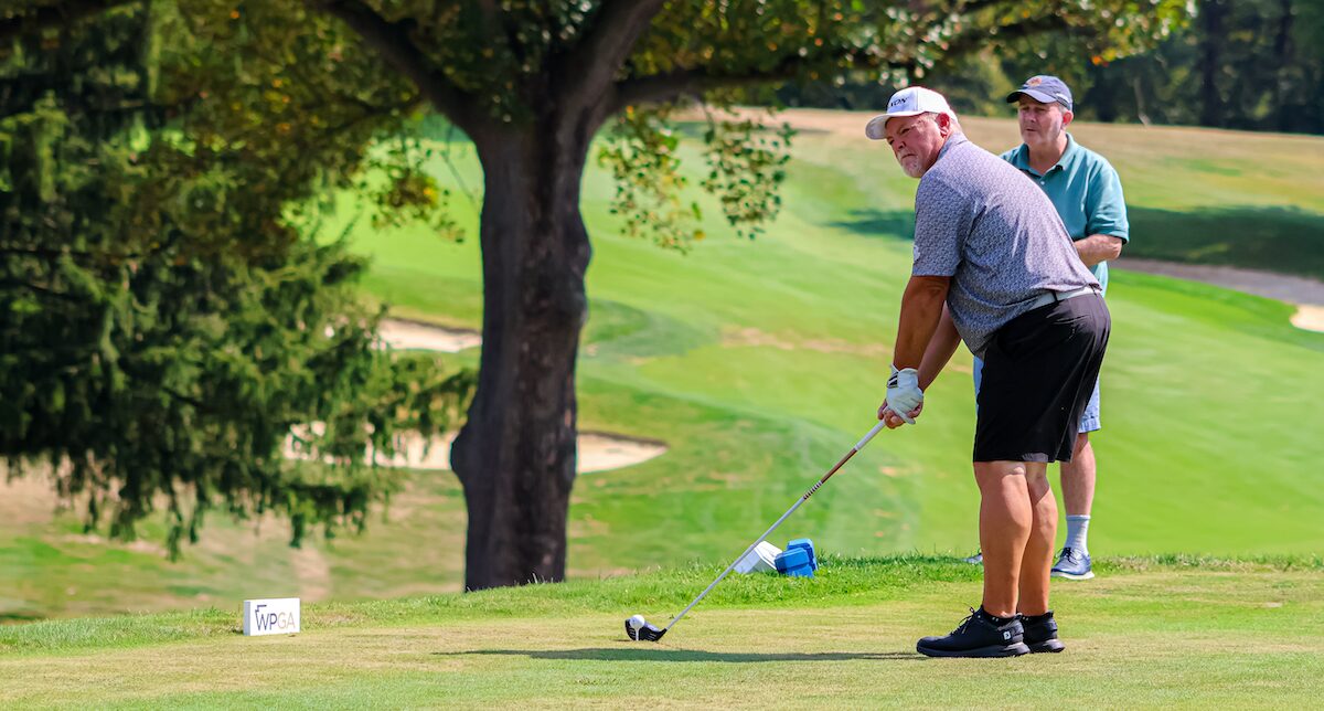 Co-leader Artie Fink teeing off at Williams Golf & Country Club the first round of the 2025 WPGA Senior Amateur Championship