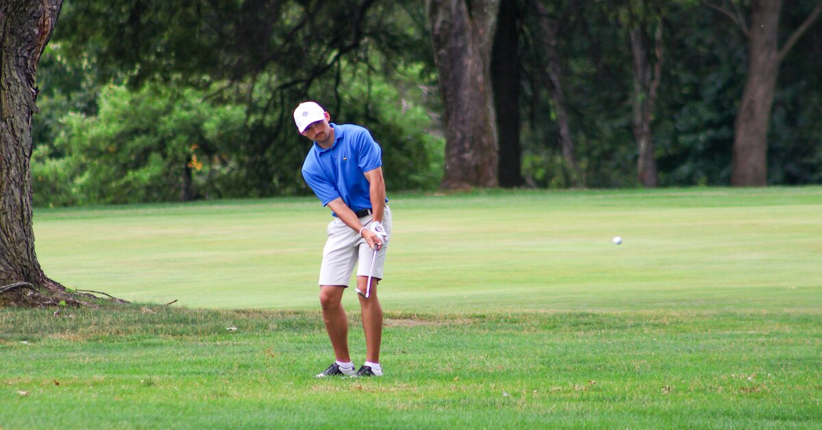 Chuck Tragesser playing a shot in the final WPGA Open Championship qualifying round at Willowbrook Country Club