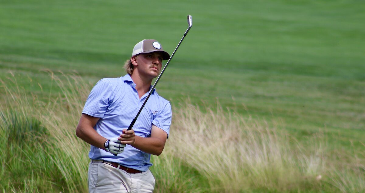 Nathan Piatt hitting his tee shot on hole #13 Nathan Piatt hitting his tee shot on hole #13
