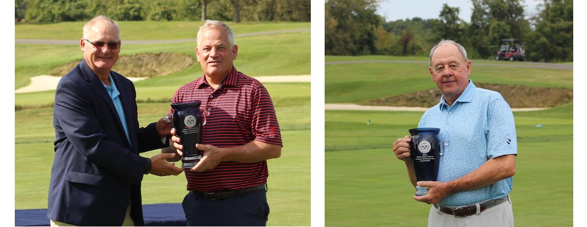 WPGA Vice President, Ken Flisek, with David Brown, Senior Amateur Champion (left), and Bob MacWhinnie, Super-Senior Amateur Champion (right)