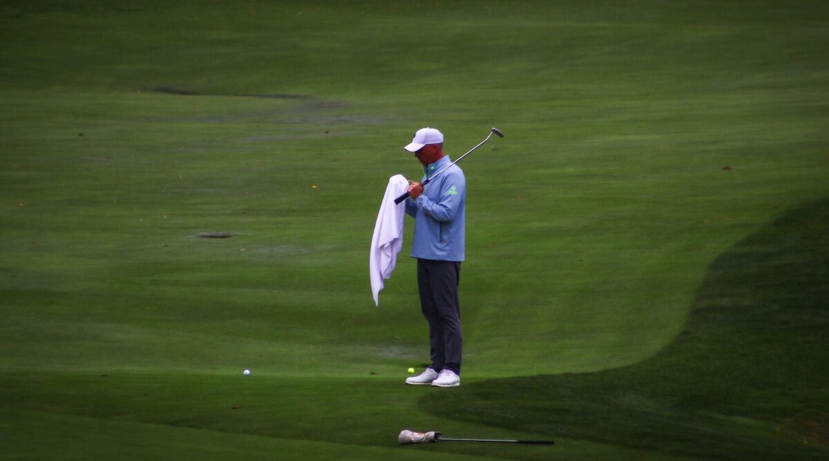 Rick Stimmel playing on his final hole in the first round of the WPGA Senior Amateur Championship